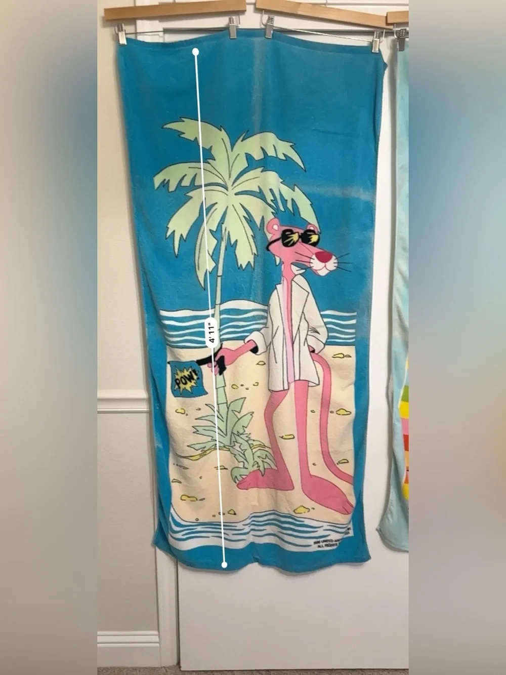 (Lot of 2) 80s Looney Tunes Beach Towels Pink Panther Pow Tweety Bird Sylvester